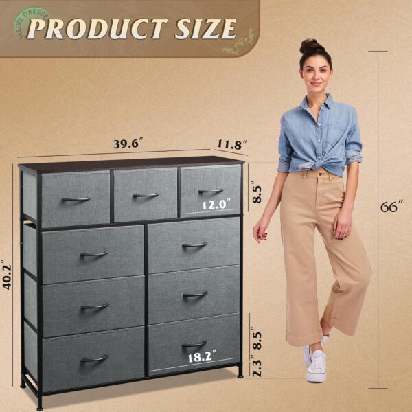 9-Drawer Fabric Dresser Tower – Elegant Bedroom Storage with Modern Design - Image 3